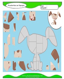 Puzzle Kes Yapıştır Çalışma Sayfaları